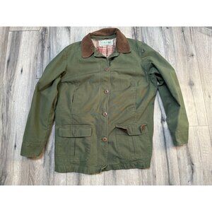 L.L. Bean Womans Barn Coat Size L Green Cotton Canvas